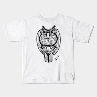 Badass owl (black version) Kids T-Shirt